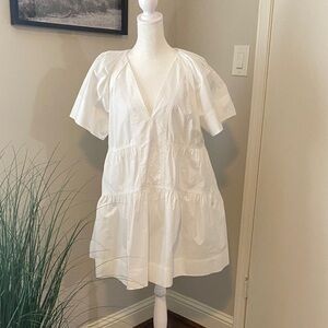 A.L.C. White Tiered V-Neck Dress